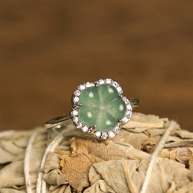 FREE Today: Prosperity Protection Jade Alloy Flower Ring