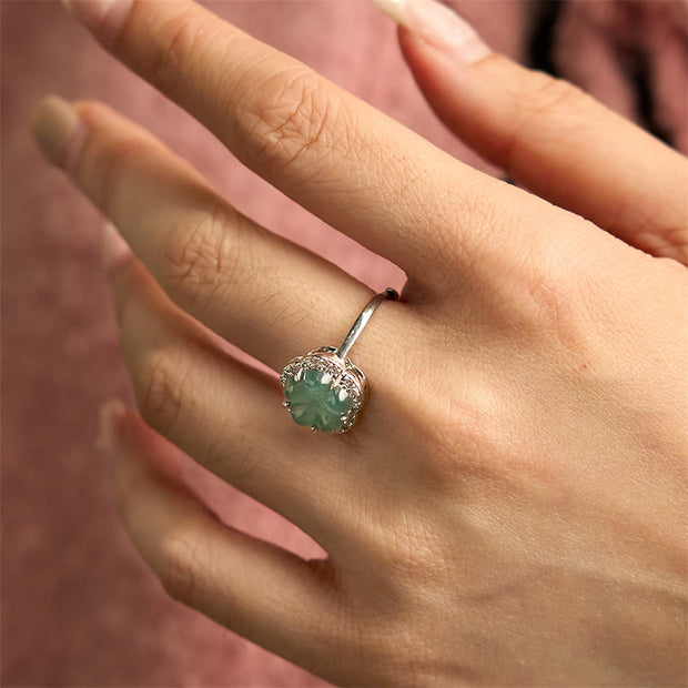 FREE Today: Prosperity Protection Jade Alloy Flower Ring