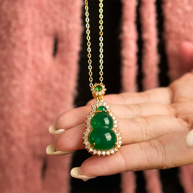 FREE Today: Courage and Strength Green Chalcedony Gourd Pendant