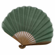 Buddha Stones Retro Solid Color Shell Shape Handheld Bamboo Folding Fan Folding Fan BS 5