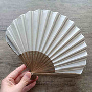 Buddha Stones Retro Solid Color Shell Shape Handheld Bamboo Folding Fan Folding Fan BS WhiteSmoke 22cm