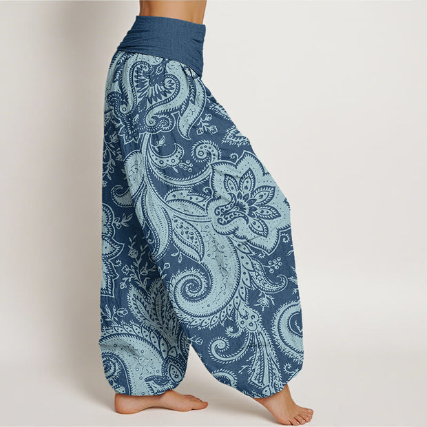 Buddha Stones Flowers Paisley Patterns Women's Elastic Waist Harem Pants Women's Harem Pants BS 1