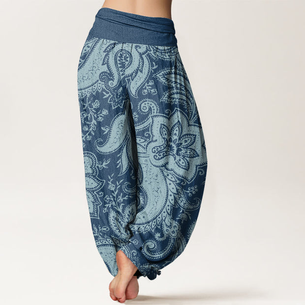 Buddha Stones Flowers Paisley Patterns Women's Elastic Waist Harem Pants Women's Harem Pants BS 2