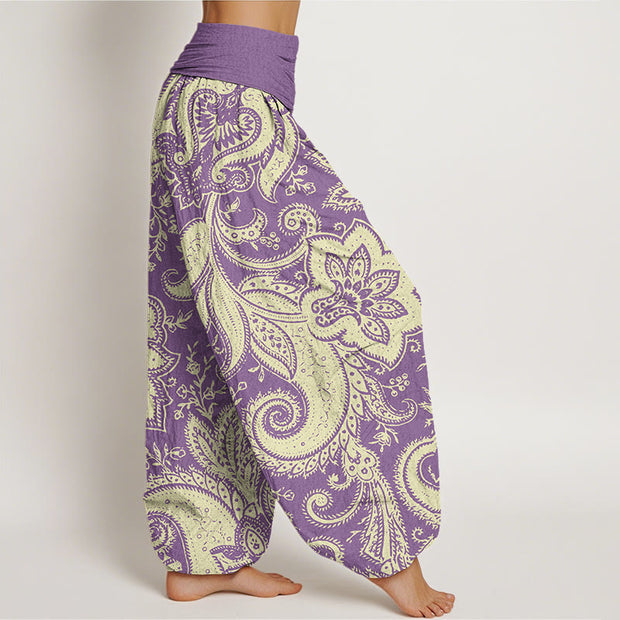 Buddha Stones Flowers Paisley Patterns Women's Elastic Waist Harem Pants Women's Harem Pants BS 5