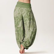 Buddha Stones Flowers Paisley Patterns Women's Elastic Waist Harem Pants Women's Harem Pants BS 9