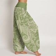 Buddha Stones Flowers Paisley Patterns Women's Elastic Waist Harem Pants Women's Harem Pants BS 8