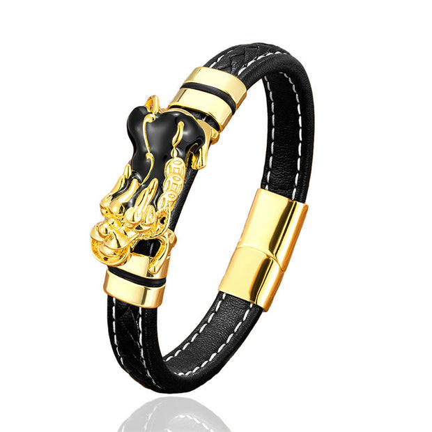 FREE Today: Wealth Luck PiXiu Ingot Copper Coins Leather Buckle Bracelet