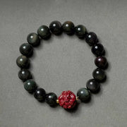 FREE Today: Purification and Blessing Chinese Zodiac Natural Black Obsidian Cinnabar Bracelet