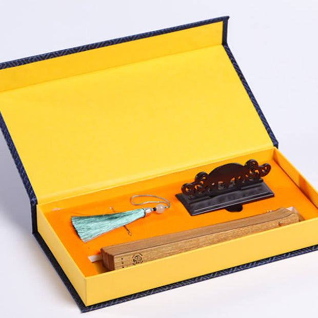 Buddha Stones Crane Peacock Chang'e Moon Engraved Pattern Handheld Small Leaf Red Sandalwood Folding Fan (Extra 30% Off | USE CODE: FS30) - image 6