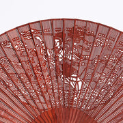 Buddha Stones Crane Peacock Chang'e Moon Engraved Pattern Handheld Small Leaf Red Sandalwood Folding Fan (Extra 30% Off | USE CODE: FS30) - image 1