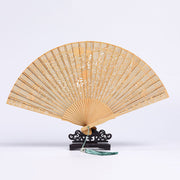 Buddha Stones Retro Chang'e Moon Crane Peacock Hollow Engraved Pattern Handheld Thuja Sutchuenensis Wood Folding Fan Folding Fan BS Thuja Sutchuenensis Wood Chang'e Moon 23cm(With Gift Box+Stand)