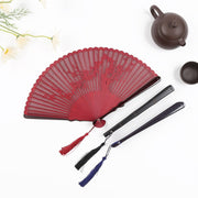 Buddha Stones Retro Bamboo Hollow Engraving Handheld Bamboo Folding Fan Folding Fan BS 5