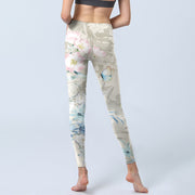 Buddha Stones Cherry Blossom Butterflies Print Gym Leggings Women's Yoga Pants