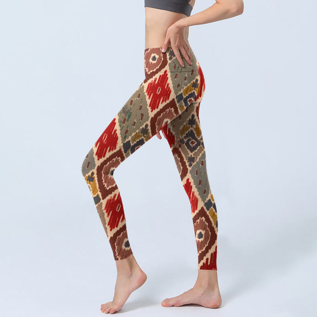 Buddha Stones Plaid Printed Gym Leggings Women's Yoga Pants - image 3