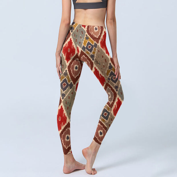 Buddha Stones Plaid Printed Gym Leggings Women's Yoga Pants - image 5