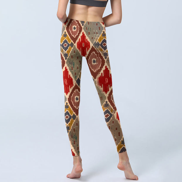 Buddha Stones Plaid Printed Gym Leggings Women's Yoga Pants - image 7