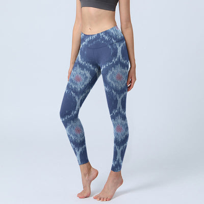 Buddha Stones Navy Blue White Design Gym Leggings Women's Yoga Pants - Navy - US18，UK/AU22，EU50 (4XL) - image 1