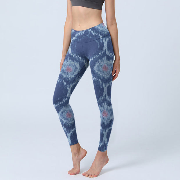 Buddha Stones Navy Blue White Design Gym Leggings Women's Yoga Pants - Navy - US18，UK/AU22，EU50 (4XL) - image 1
