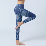 Buddha Stones Navy Blue White Design Gym Leggings Women's Yoga Pants - image 4