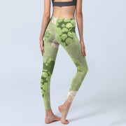 Buddha Stones Green Grapes Pink Roses Gym Leggings Women's Yoga Pants - image 5