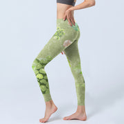 Buddha Stones Green Grapes Pink Roses Gym Leggings Women's Yoga Pants - image 3