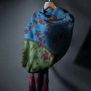 Buddha Stones Tibetan Shawl Ethnic Flower Branches Print Winter Cozy Soft Travel Scarf Wrap