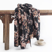 Buddha Stones Tibetan Blooming Chrysanthemum Rose Flower Print Shawl Fall Winter Soft Warm Scarf Wrap