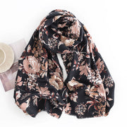 Buddha Stones Tibetan Blooming Chrysanthemum Rose Flower Print Shawl Fall Winter Soft Warm Scarf Wrap Tibetan Shawl BS 2