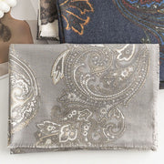 Buddha Stones Tibetan Paisley Prints Shawl Fall Winter Soft Warm Scarf Wrap Tibetan Shawl BS LightGrey 190*65cm