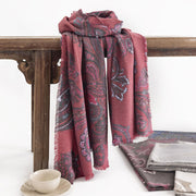 Buddha Stones Tibetan Paisley Prints Shawl Fall Winter Soft Warm Scarf Wrap Tibetan Shawl BS LightCoral 190*65cm