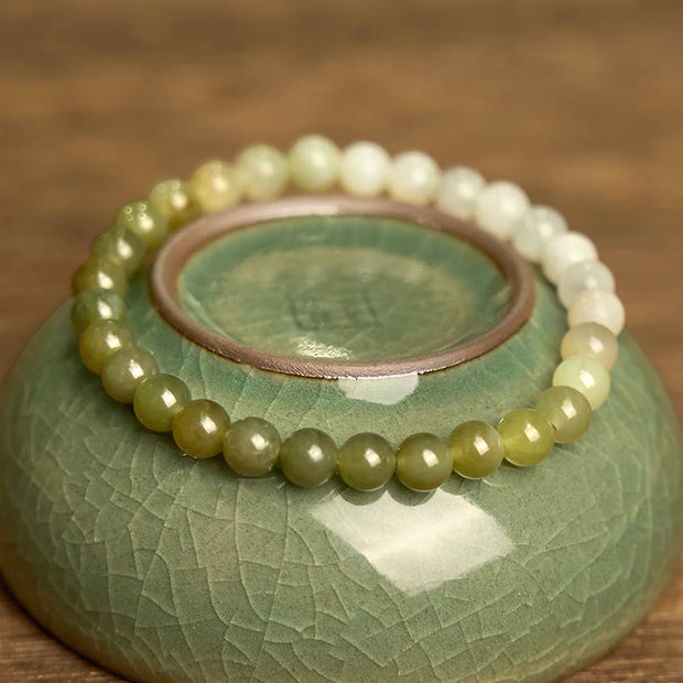 Buddha Stones Hetian Jade Gradient Color Abundance Bracelet