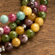 Buddha Stones 108 Mala Beads Multi-layer Natural Tourmaline Lotus Wisdom Bracelet