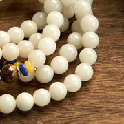 FREE Today: Wealth and Luck 108 Mala Beads Natural Golden Silk Jade Bracelet