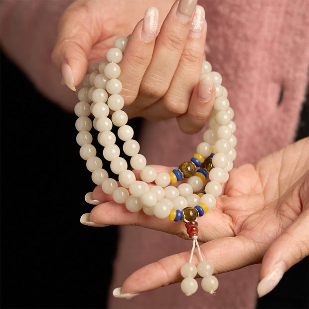 FREE Today: Wealth and Luck 108 Mala Beads Natural Golden Silk Jade Bracelet