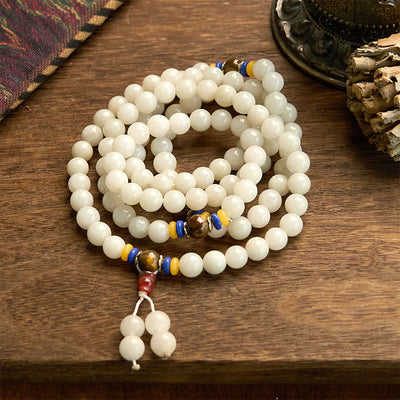 Buddha Stones 108 Mala Beads Natural Quartzite Wealth Luck Bracelet - Quartzite(Wrist Circumference: 14-16cm) - image 1
