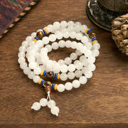 Buddha Stones 108 Mala Beads Natural Quartzite Wealth Luck Bracelet - image 5