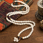 Buddha Stones 108 Mala Beads Natural Quartzite Wealth Luck Bracelet - image 2