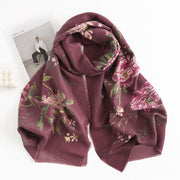 Buddha Stones Tibetan Multiflora Rose Print Pattern Design Shawl Fall Winter Cozy Warm Scarf Wrap