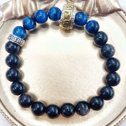 Buddha Stones Silver Sheen Obsidian Blue Tiger Eye Om Mani Padme Hum Protection Bracelet