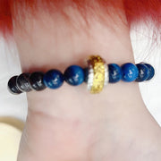 Buddha Stones Silver Sheen Obsidian Blue Tiger Eye Protection Bracelet