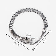 Buddha Stones Sterling Silver Snake Shape Texture Year Of The Snake Blessing Bracelet Bracelet BS 7