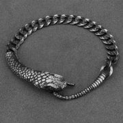 Buddha Stones Sterling Silver Snake Shape Texture Year Of The Snake Blessing Bracelet Bracelet BS 14