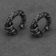 Buddha Stones 925 Sterling Silver Hand-hammered Protection Earrings Earrings BS Charcoal Black A Pair