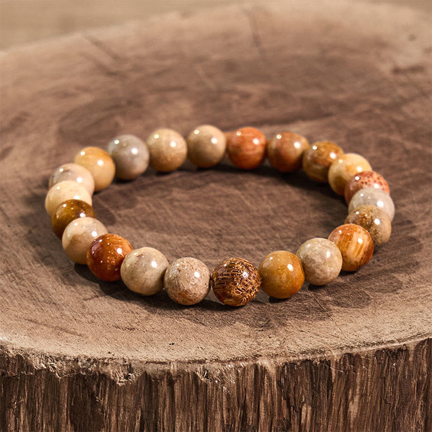 Buddha Stones Inspire Creativity Orange Red Series Passion Courage Bracelet Bracelet BS Fossil Coral(Wrist Circumference: 14-16cm)