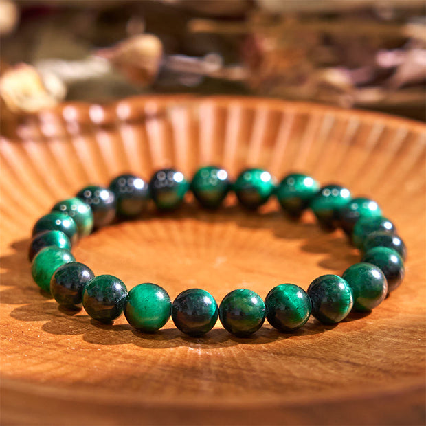 Buddha Stones Love Self Green Series Calm Balance Support Bracelet Bracelet BS Dark Green Tiger Eye(Wrist Circumference: 14-16cm)