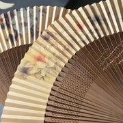 Buddha Stones Lotus Dragonfly Peony Butterfly Handheld Paper Bamboo Folding Fan 22.5cm Folding Fan BS 1