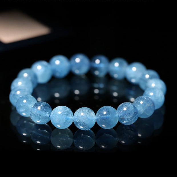 Buddha Stones Let The Past Go Blue Series Calm Tranquility Bracelet Bracelet BS Aquamarine(Wrist Circumference: 14-16cm)