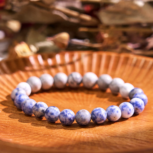 Buddha Stones Let The Past Go Blue Series Calm Tranquility Bracelet Bracelet BS Sodalite(Wrist Circumference: 14-16cm)