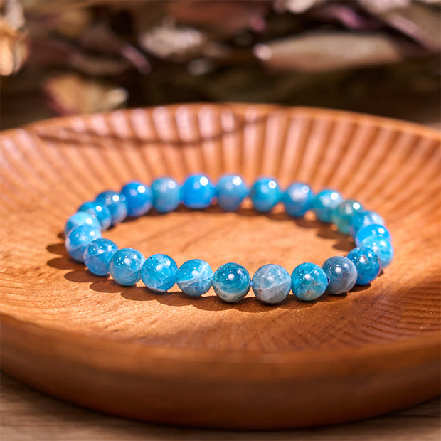 Buddha Stones Let The Past Go Blue Series Calm Tranquility Bracelet Bracelet BS Dark Apatite(Wrist Circumference: 14-16cm)