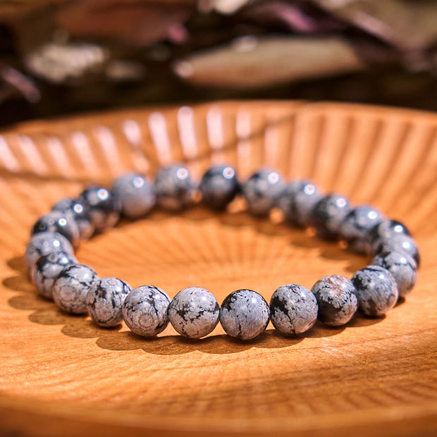 Buddha Stones Lead Back To Earth Neutral Color Series Grounding Balance Bracelet Bracelet BS Snowflake Obsidian(Wrist Circumference: 14-16cm)